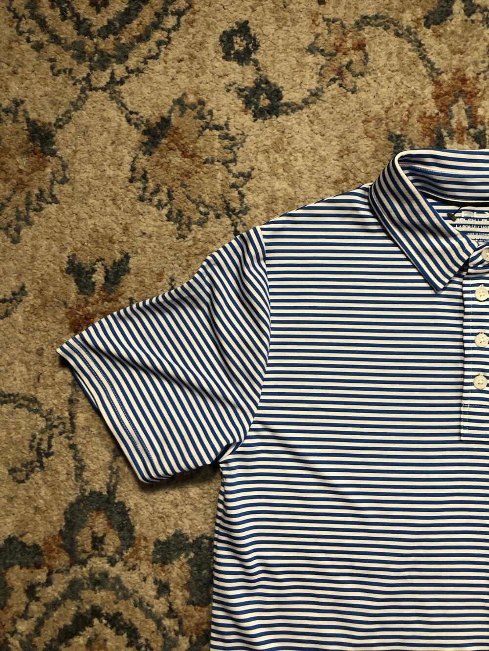 RLX Ralph Lauren Polo Shirt Boys L 14-16 Blue Stripe Memorial Golf Short Sleeve - Picture 3 of 14
